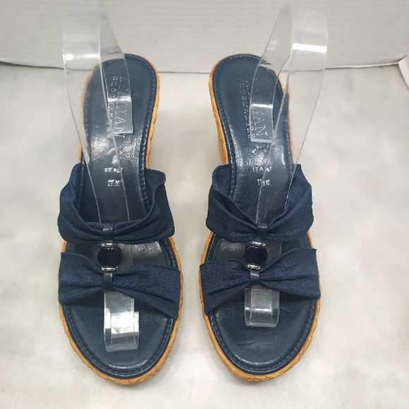 Italian Shoemaker Summer Vacation Blue Slide Wedge/Sandals Size 11M - Picture 2 of 8
